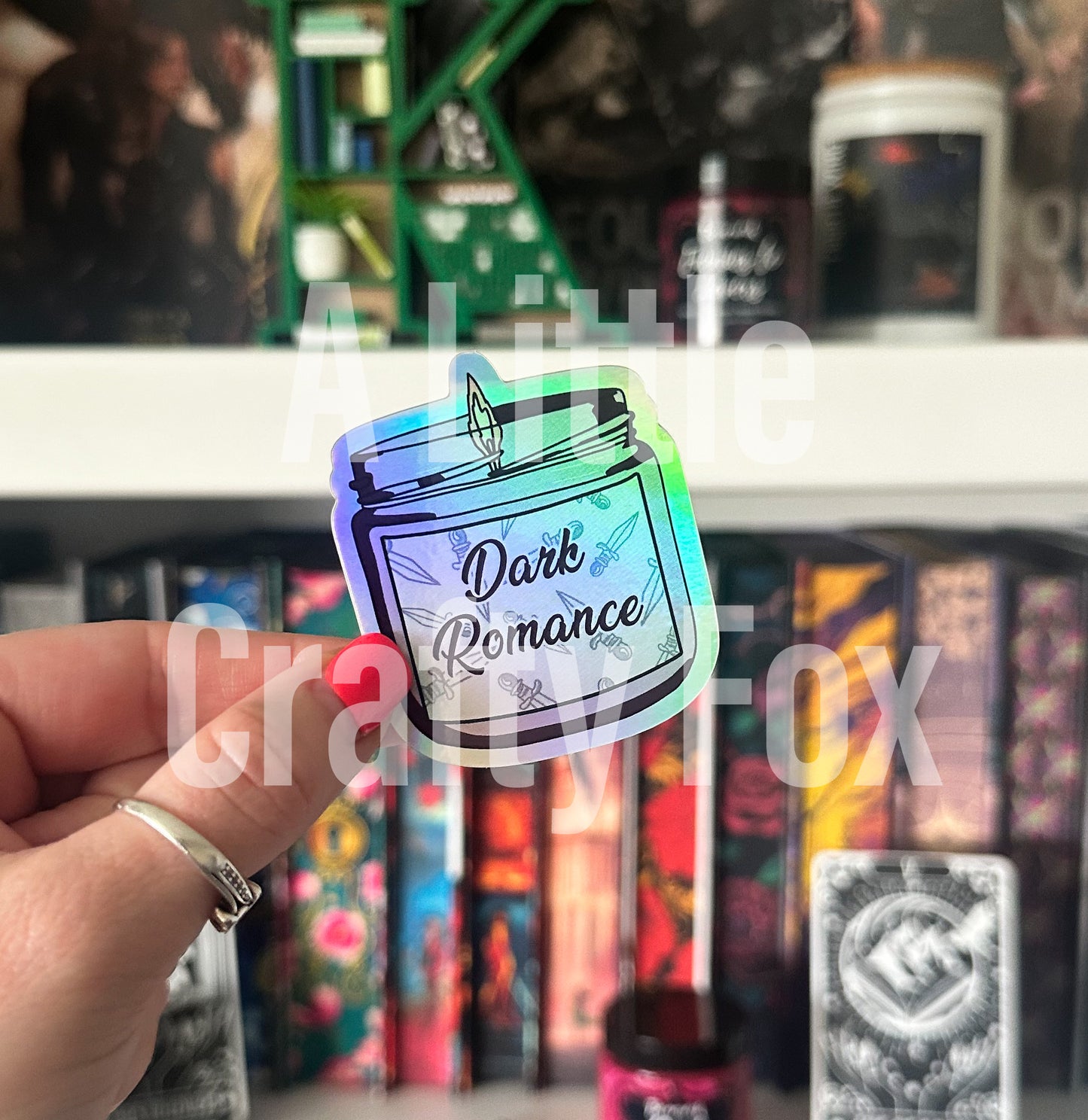 Smells Like Dark Romance Candle Holographic Sticker