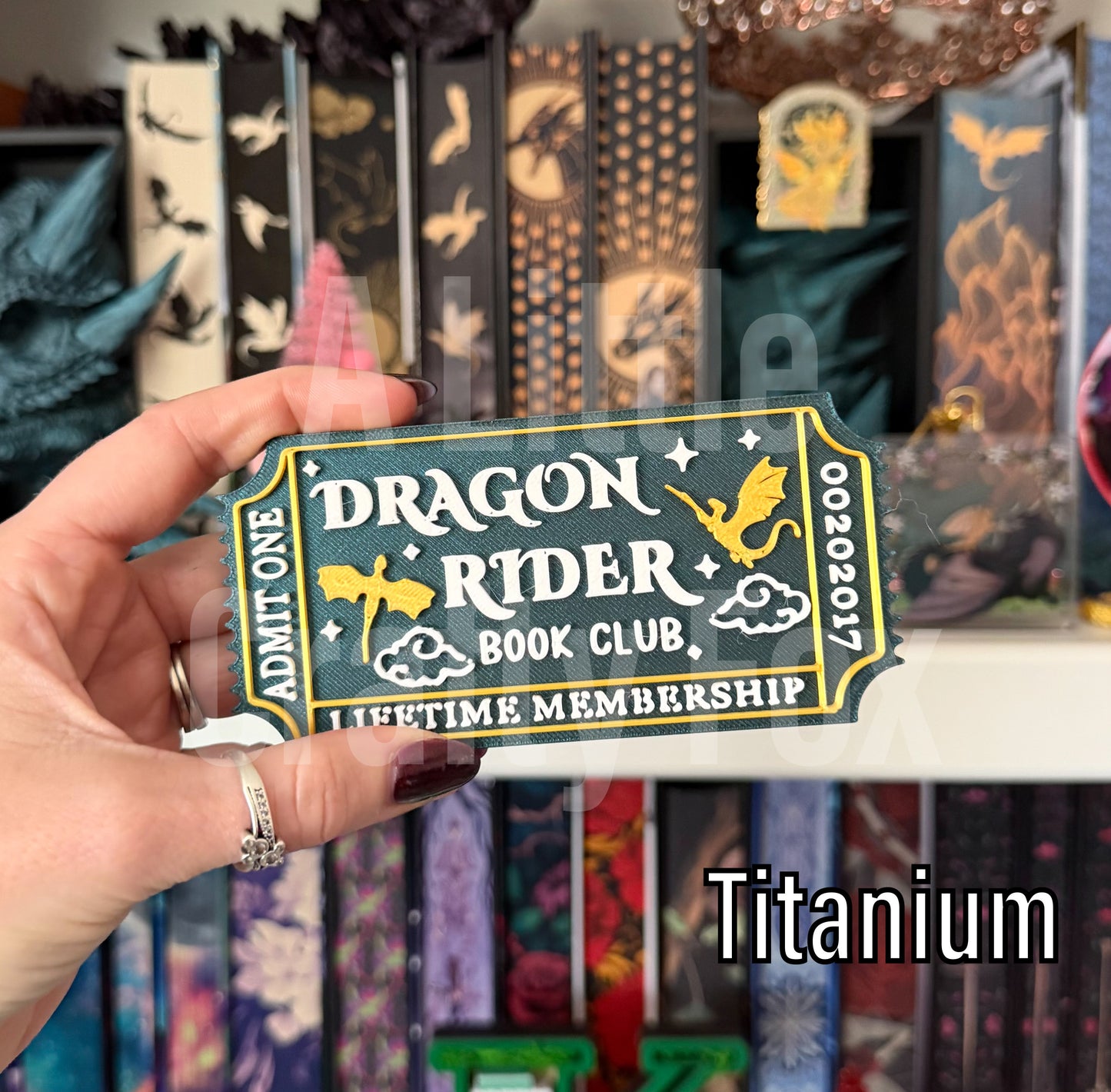 Dragon Rider Book Club Admission Ticket Shelf Decor