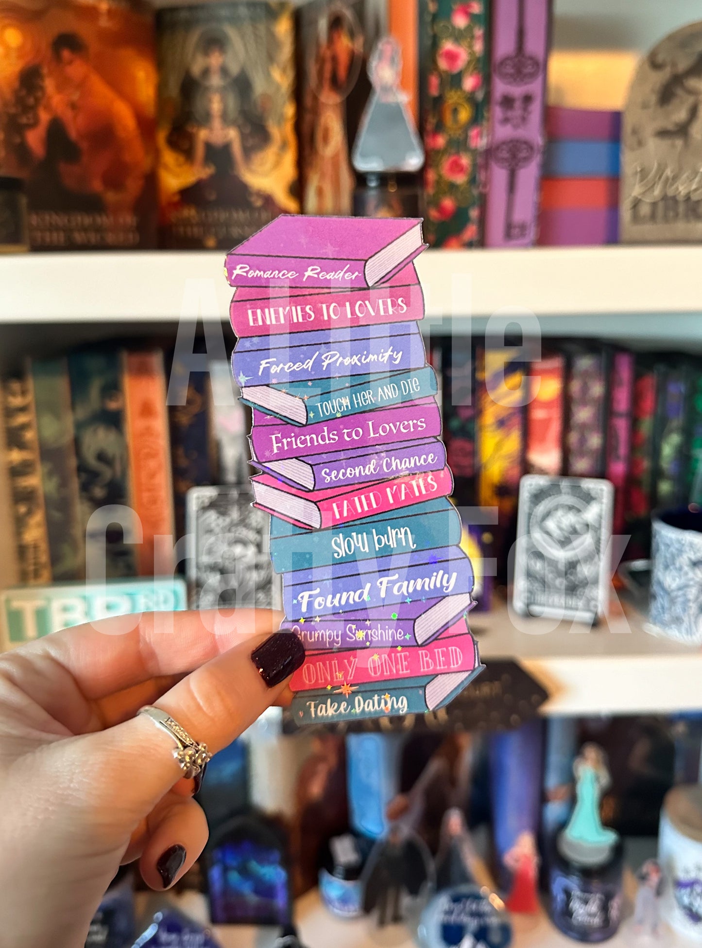 Romance Stack Book Trope Holographic Bookmark