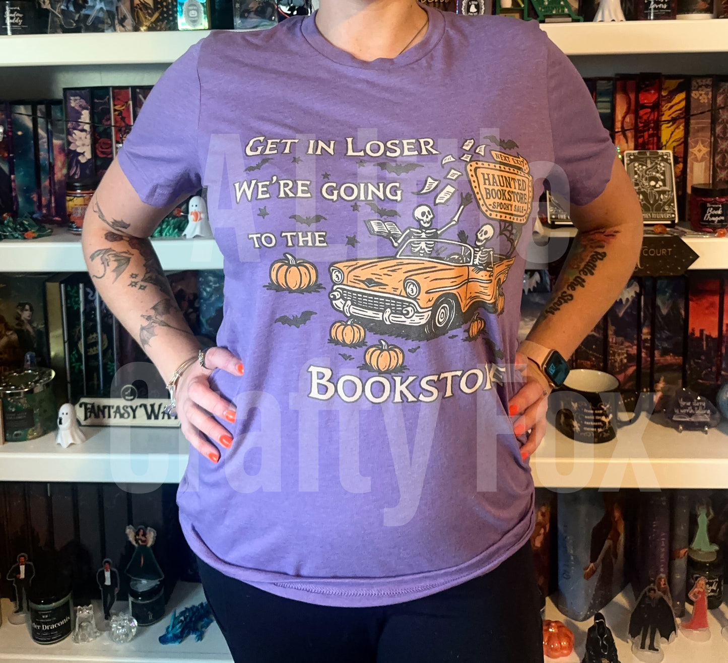 Get In Loser We're Going to the Bookstore Spooky Bookish Bella + Canvas Short Sleeve Tee