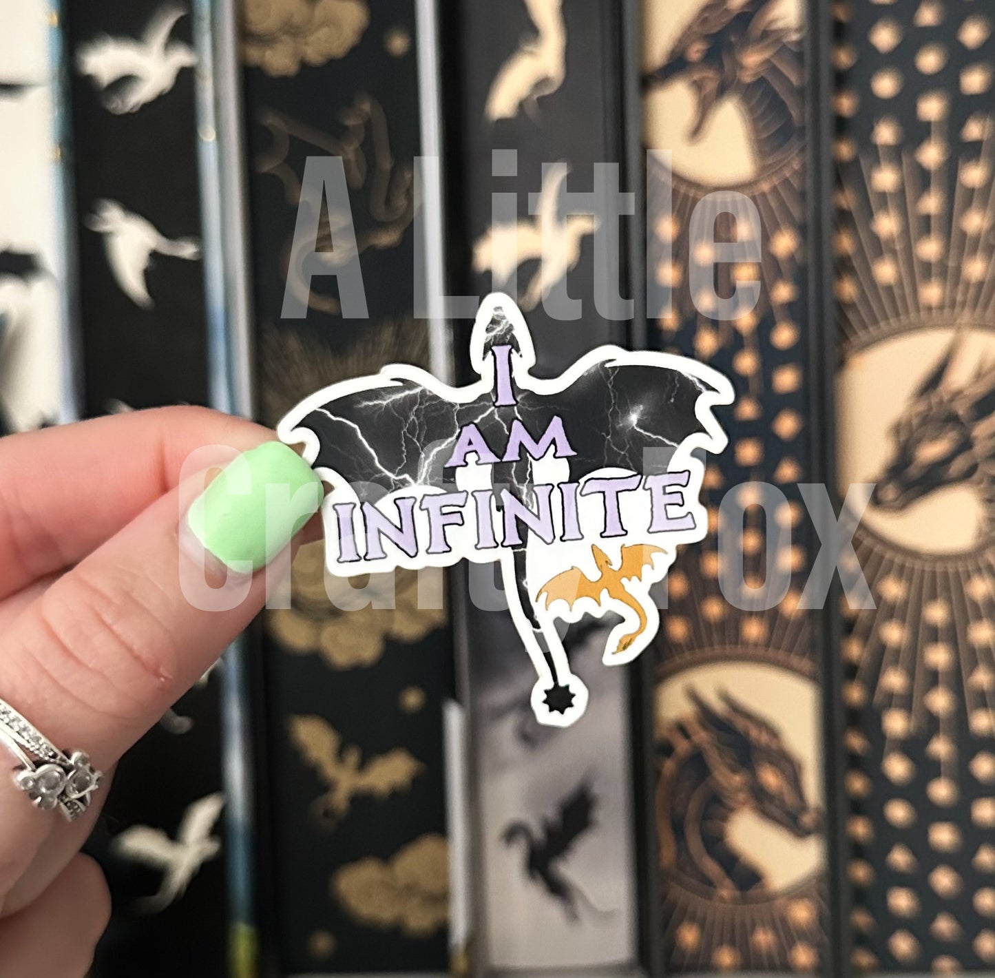 I Am Infinite Black & Gold Dragons Fourth Wing Inspired Officially Licensed Matte Sticker