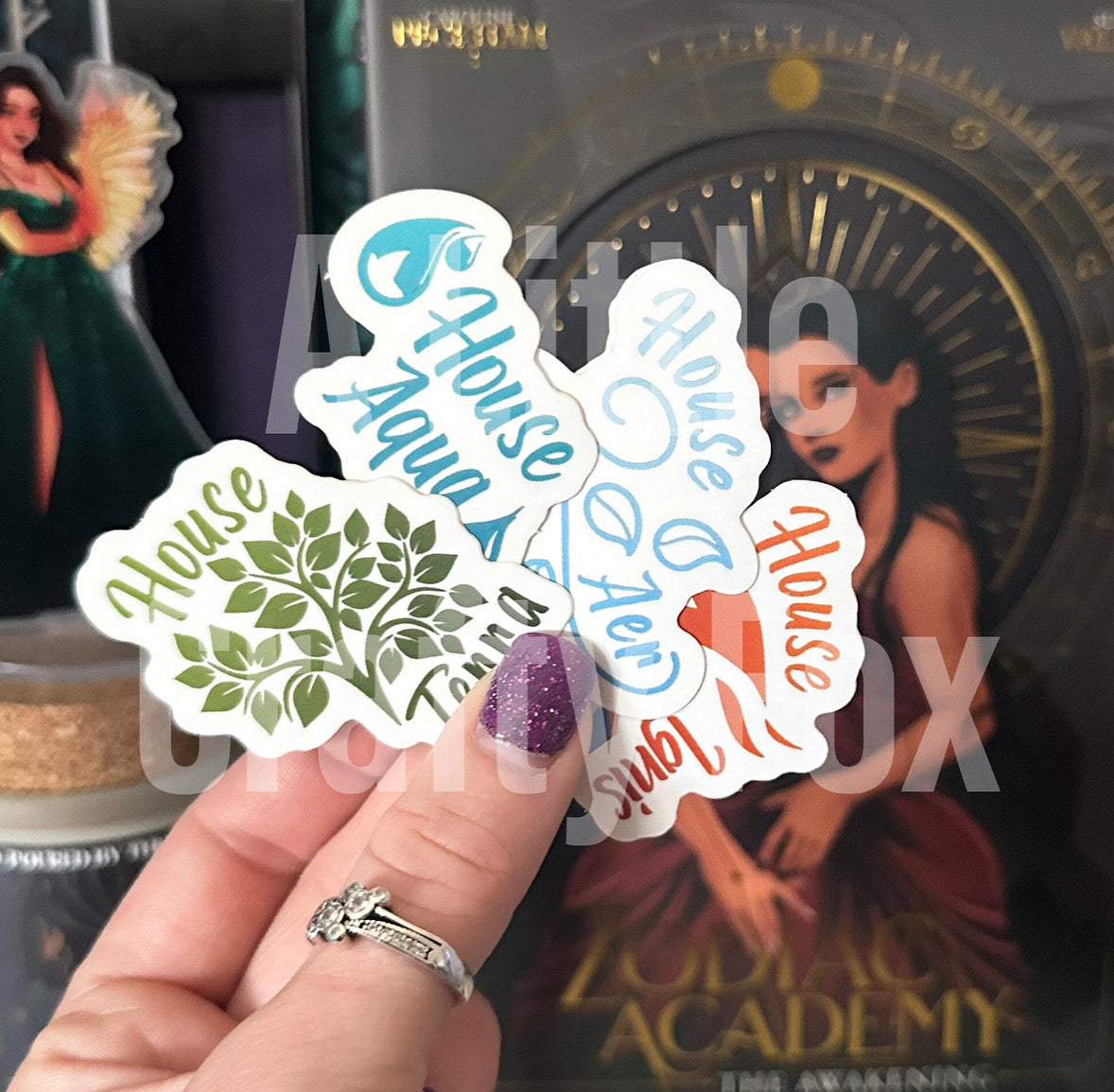Houses Ignis, Aer, Aqua, and Terra Zodiac Academy Inspired Officially Licensed Matte Stickers