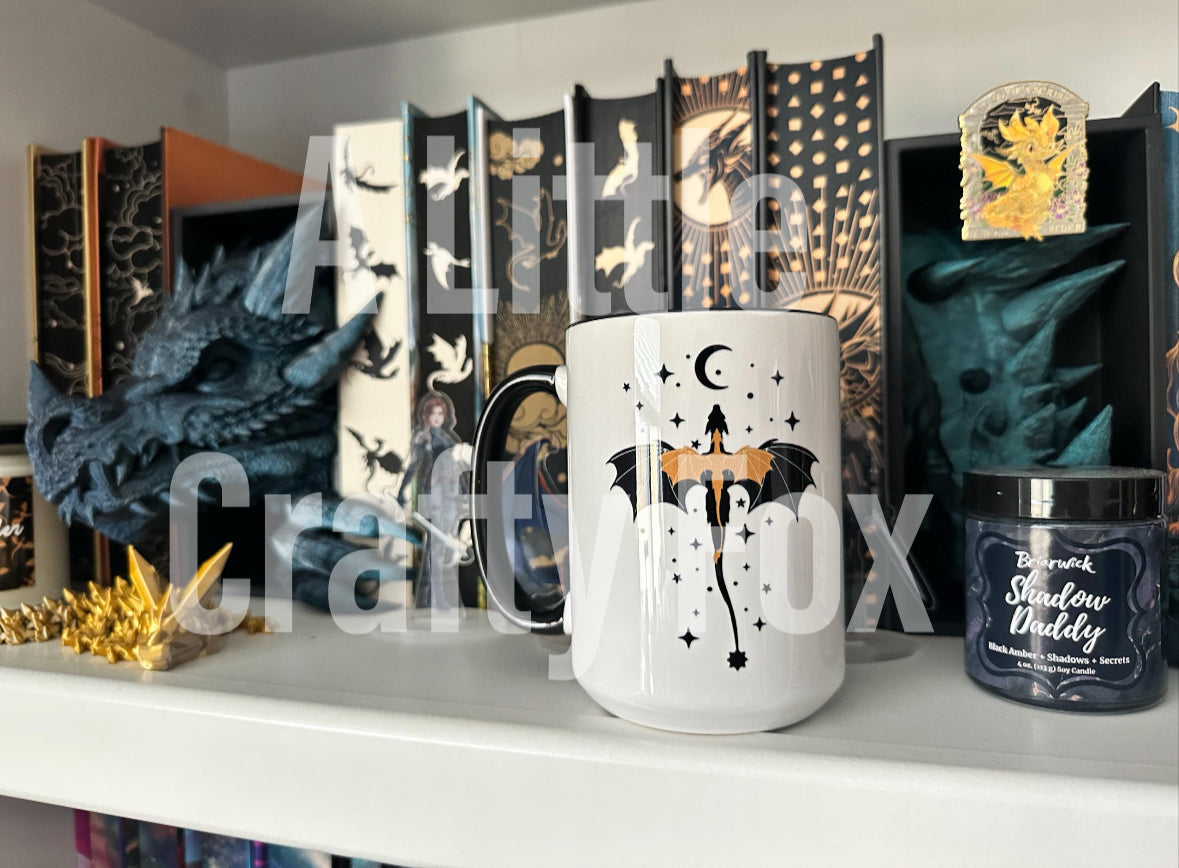 Black and Gold Dragon Fourth Wing Inspired Accent Coffee Mug - OFFICIALLY LICENSED