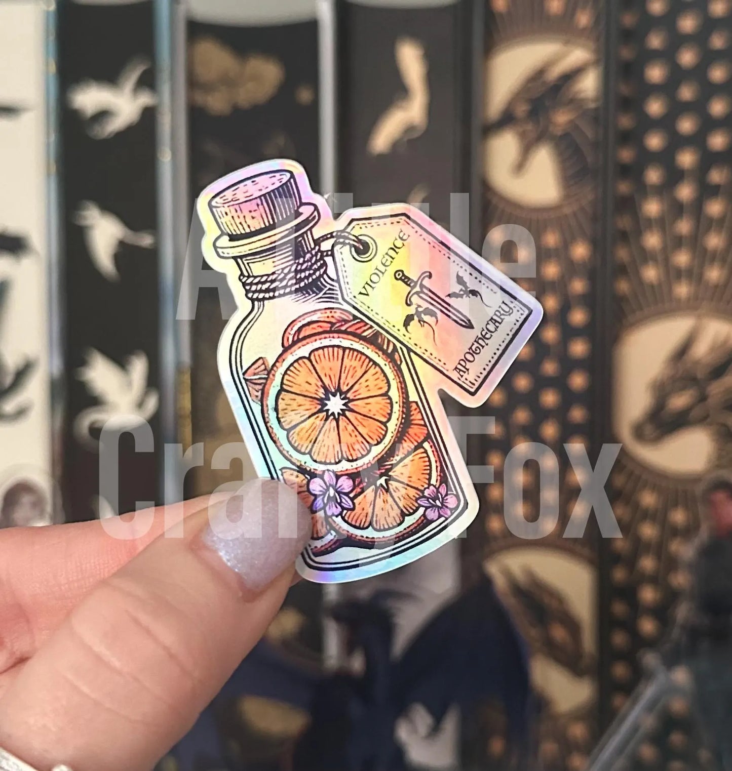 Violet's Apothecary Oranges as a Weapon Fourth Wing Inspired Officially Licensed Sticker