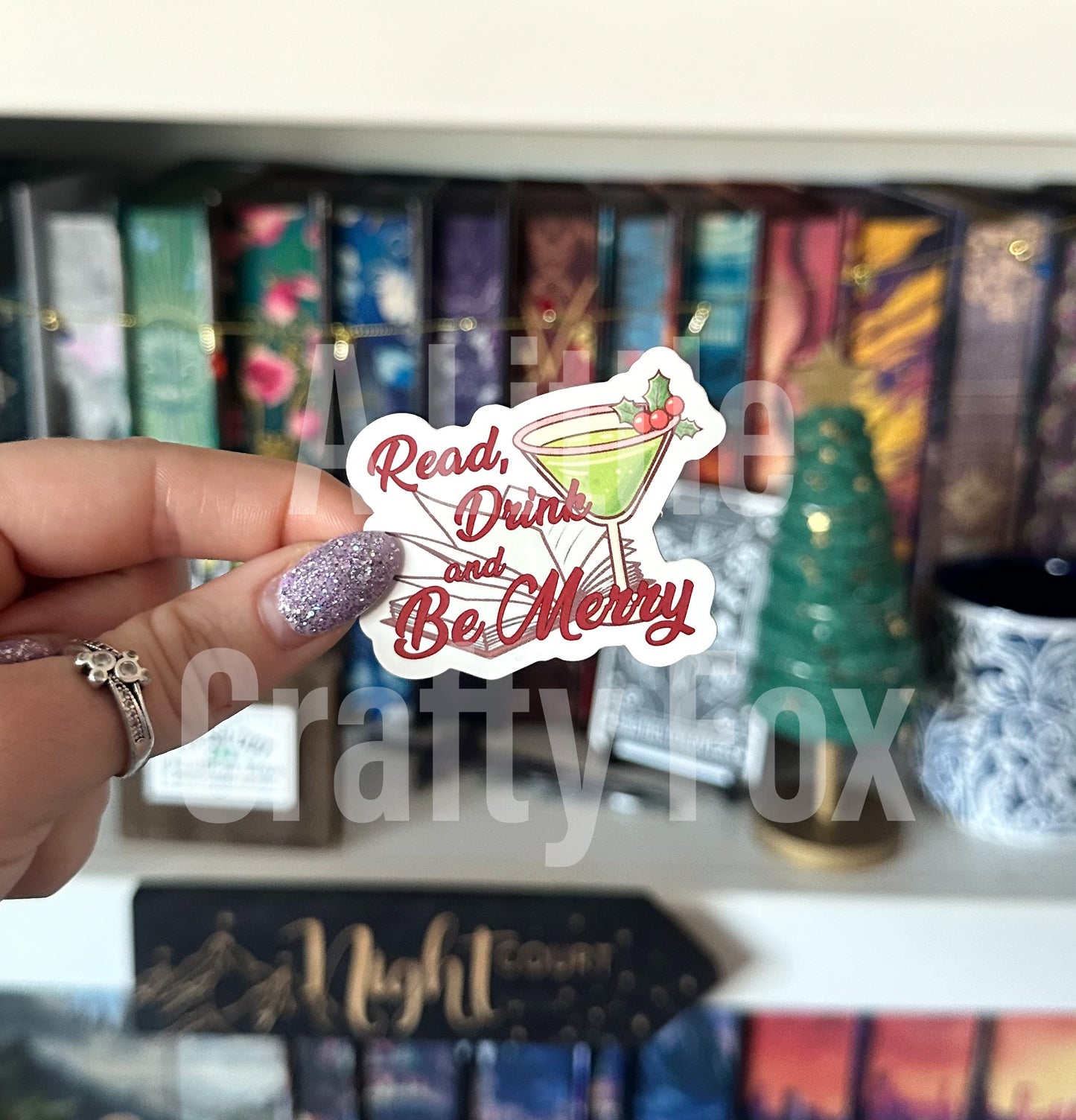 Read Drink and Be Merry Bookish Holiday Sticker