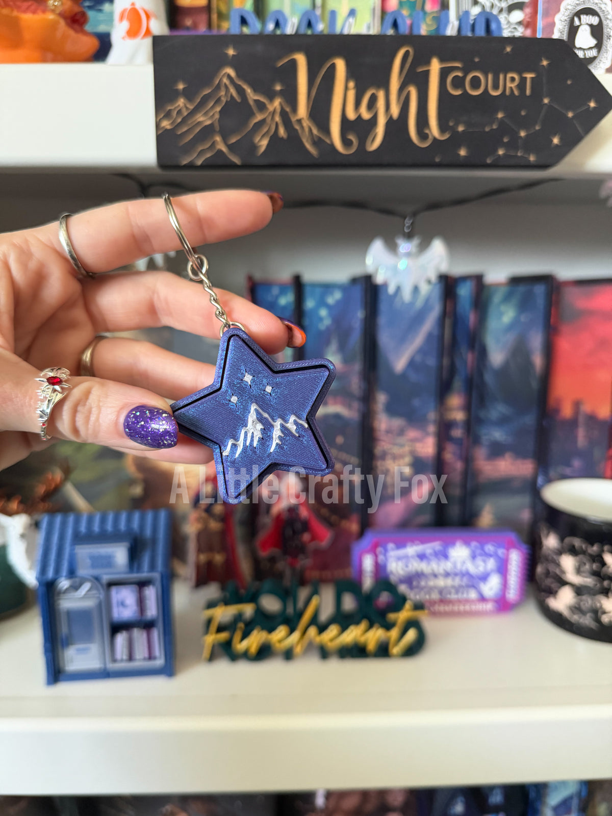 Starlit Peaks Fantasy Fidget Clicker Keychain