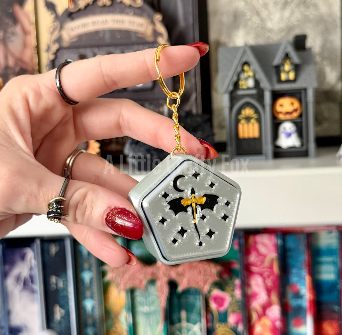 Black & Gold Starry Dragon Fidget Clicker Keychain