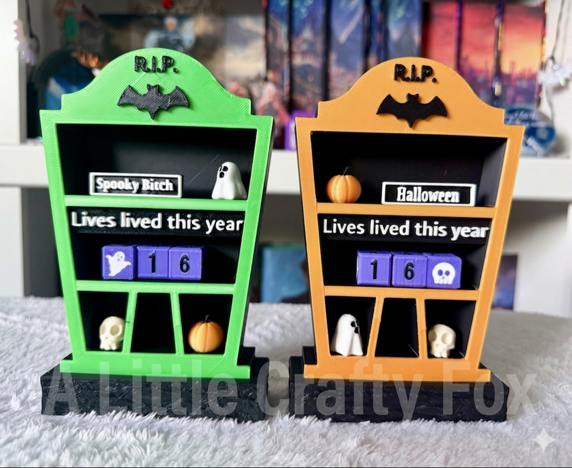 Spooky Season "Lives Lived This Year" Tombstone Book Tracker with Decor