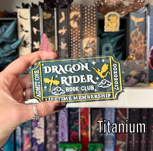 Dragon Rider Book Club Admission Ticket Shelf Decor
