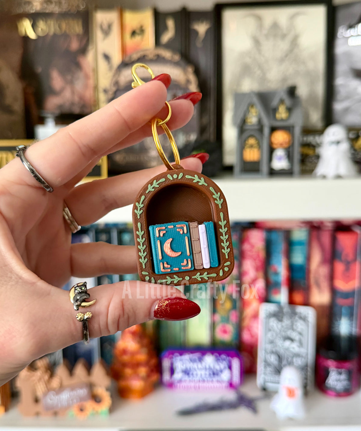 Cozy Academia Book Nook 3D Printed Fidget Clicker Keychain Collection