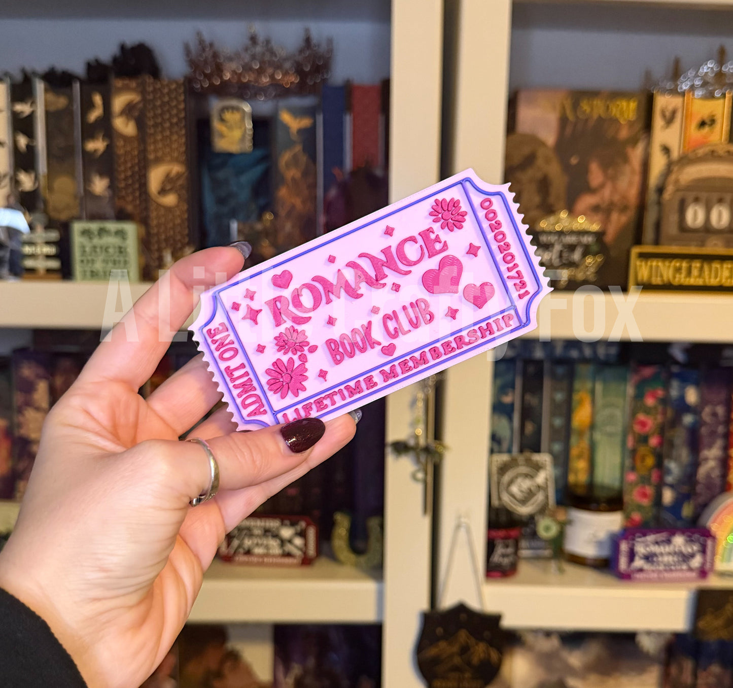 Romance Book Club Admission Ticket Shelf Decor
