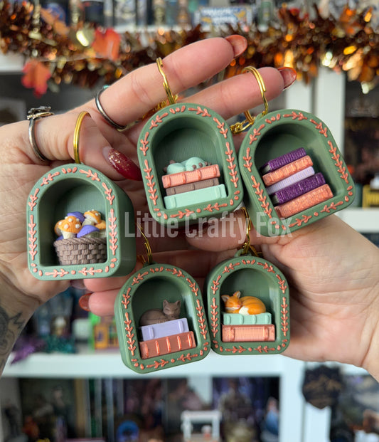 Enchanted Forest Book Nook 3D Printed Fidget Clicker Keychain Collection