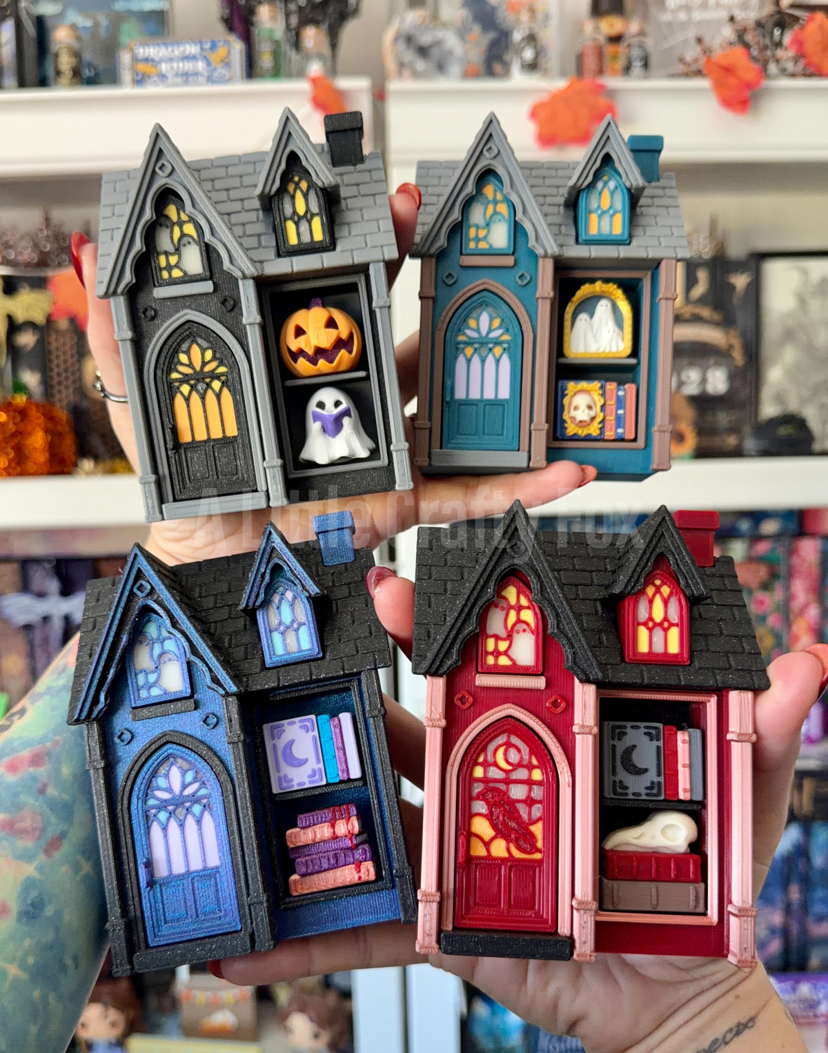 Haunted House Glow in the Dark Shelf Decor 3D Printed Fidget Clicker Collection
