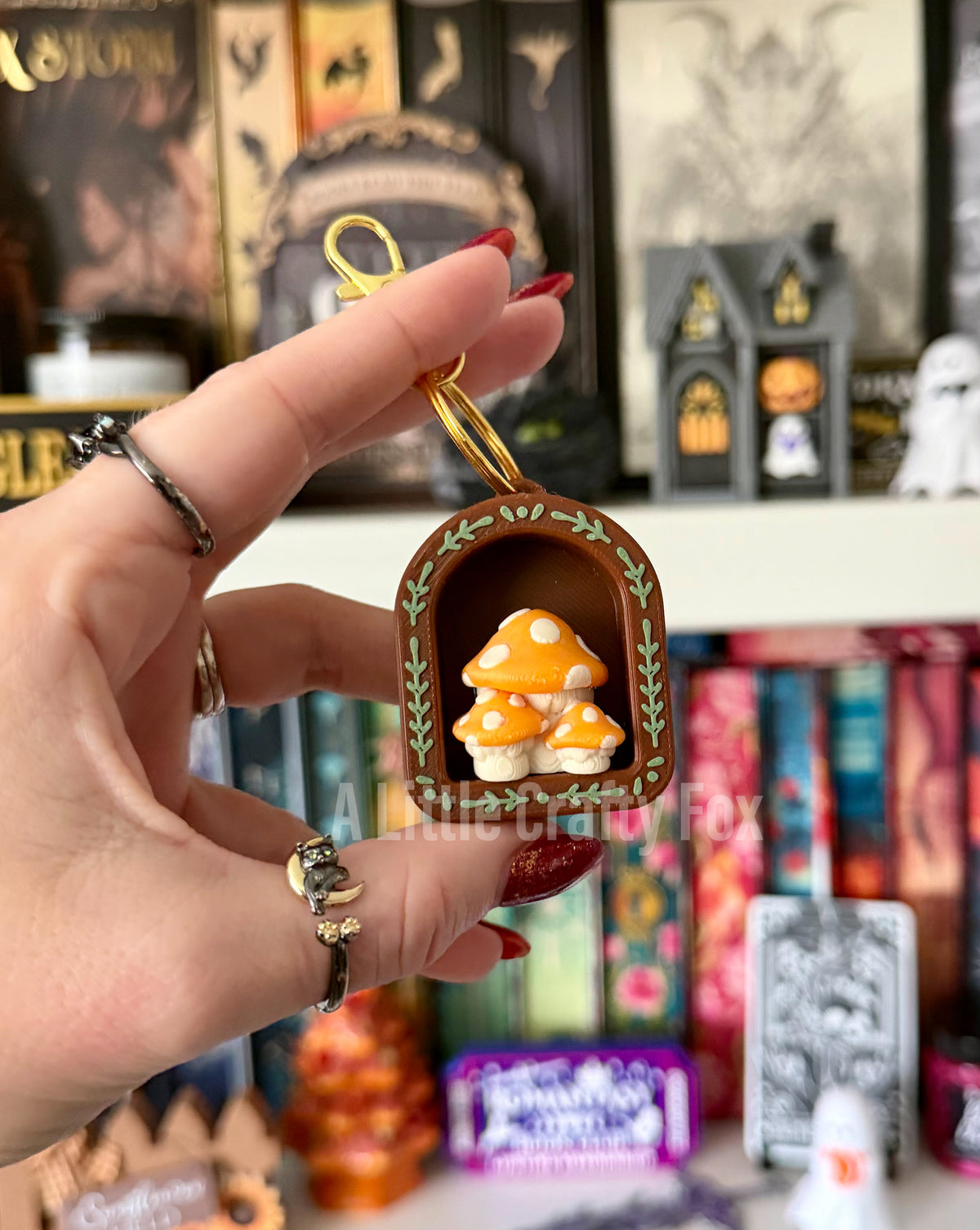 Cozy Academia Book Nook 3D Printed Fidget Clicker Keychain Collection