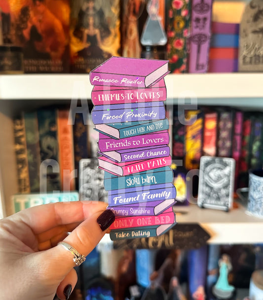 Romance Stack Book Trope Holographic Bookmark