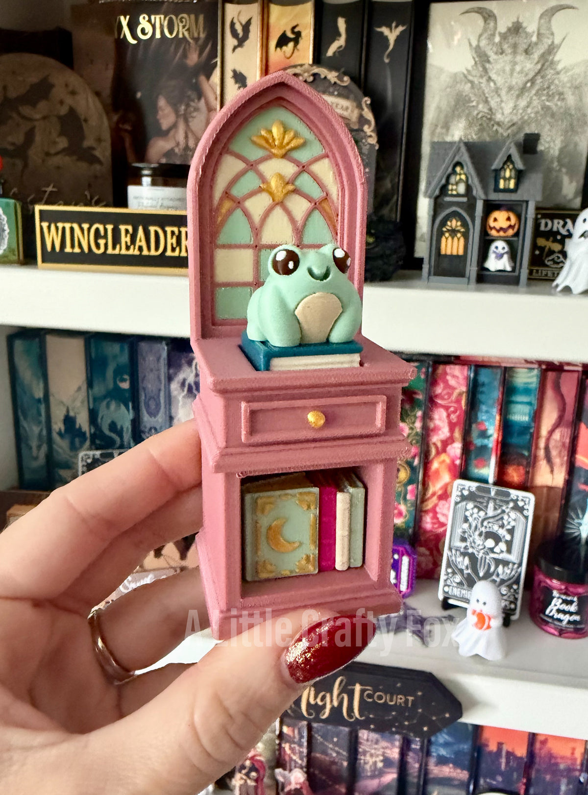 Ethereal Romance Study Stained Glass Book Nook 3D Printed Fidget Clicker
