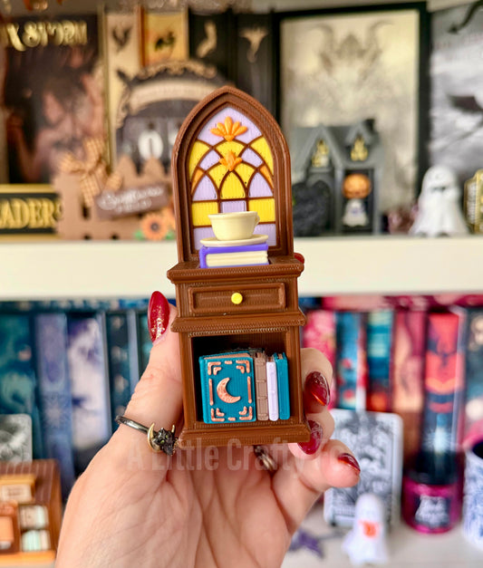 Cozy Academia Study Stained Glass Book Nook 3D Printed Fidget Clicker
