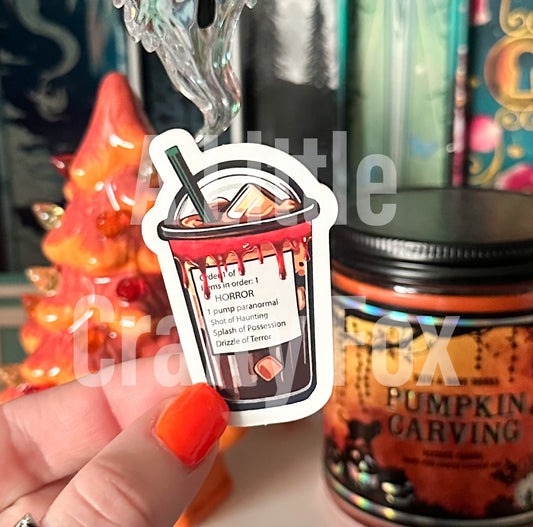 Horror Iced Coffee Order Bookish Matte Sticker