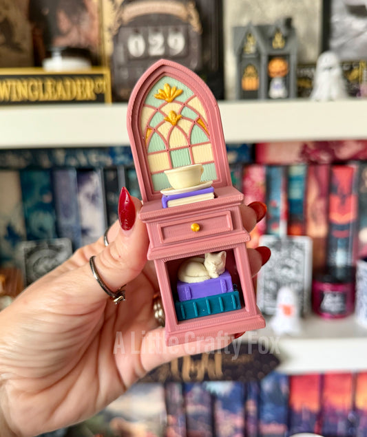 Ethereal Romance Study Stained Glass Book Nook 3D Printed Fidget Clicker