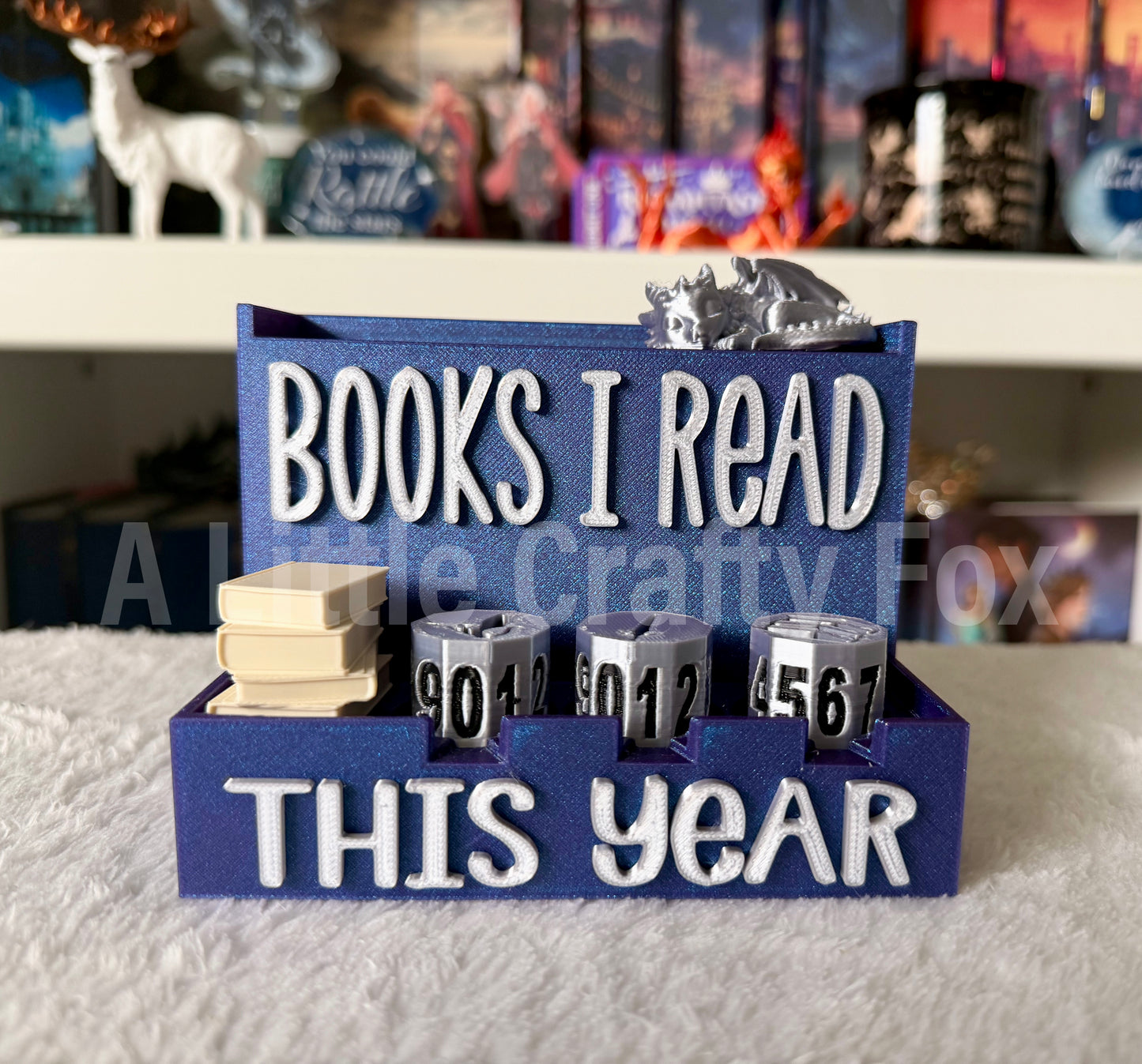 Book Counter with Display Ledge | Reading Tracker with 10-Sided Dice