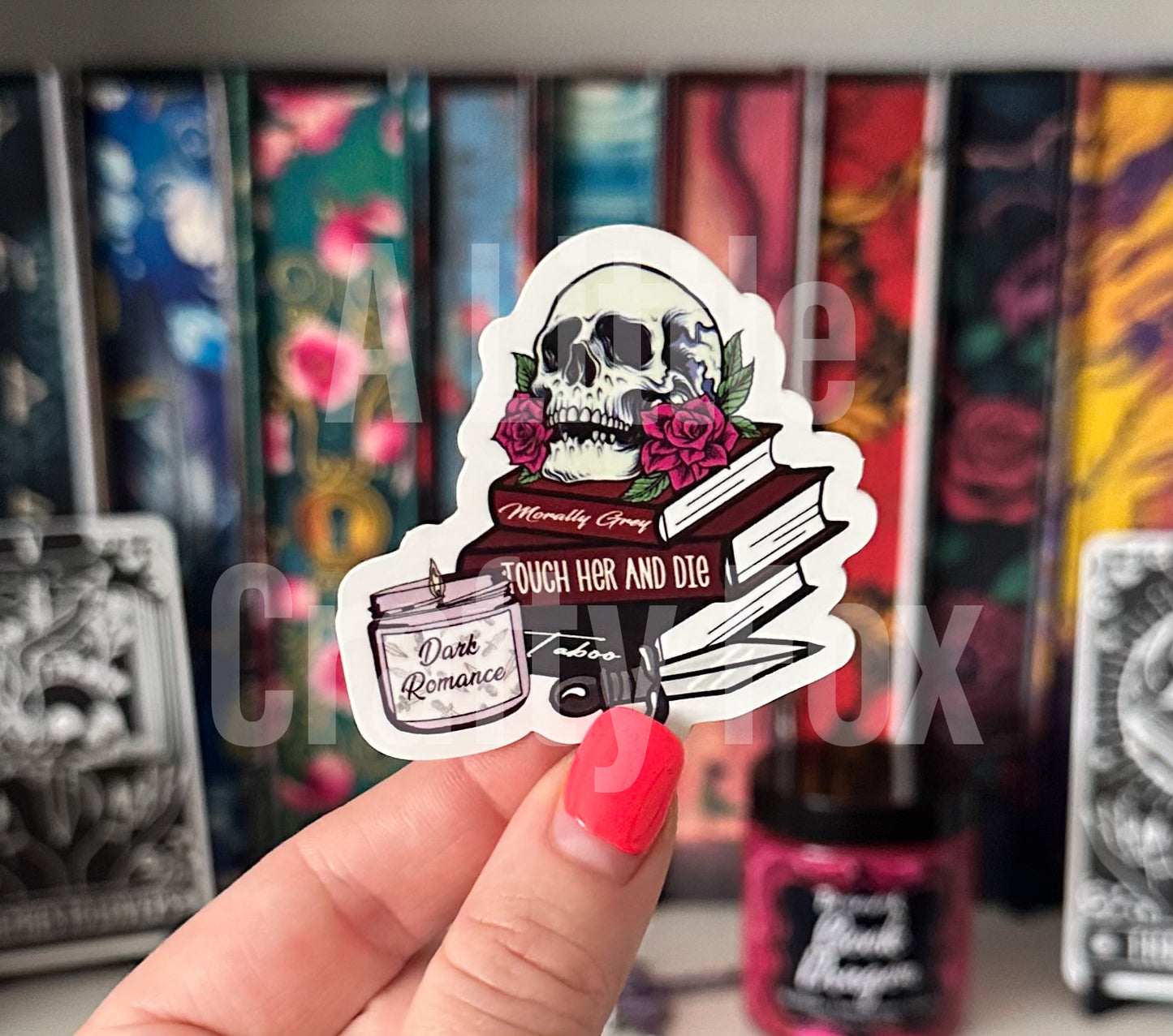 Dark Romance Lovers Book Stack Matte Sticker