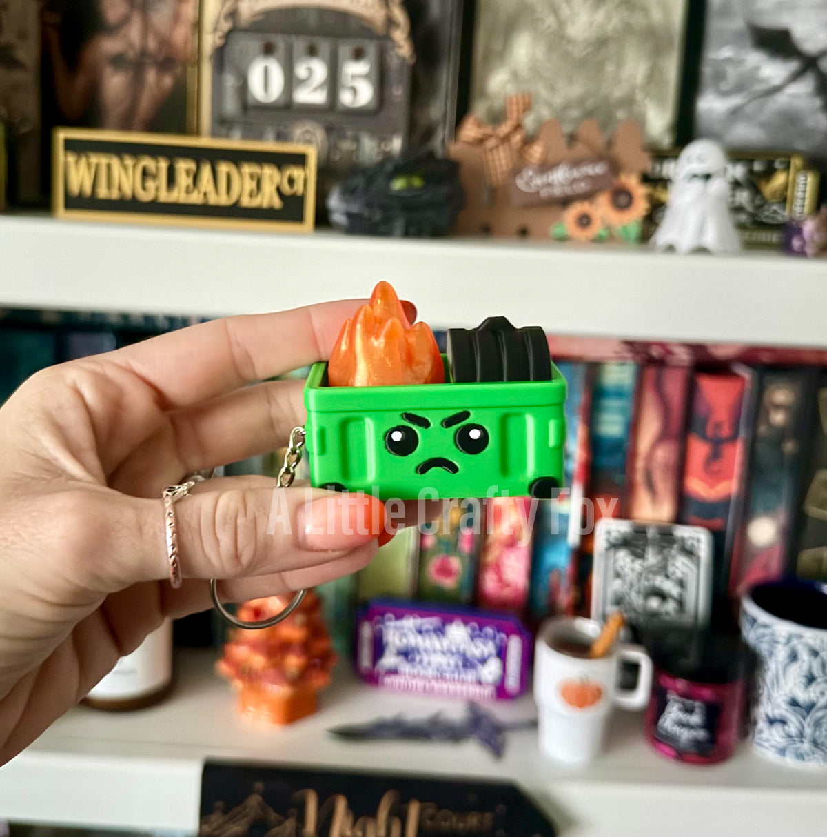 Everything is Fine Dumpster Fire Fidget Clicker Keychain