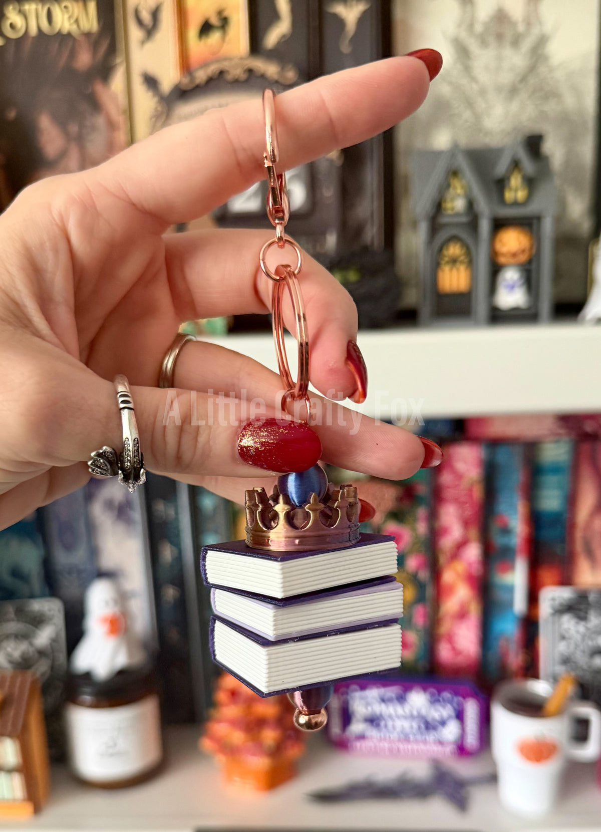 Fantasy Book Stack Bag Charm Keychain