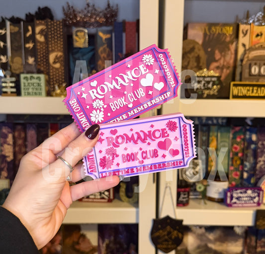 Romance Book Club Admission Ticket Shelf Decor