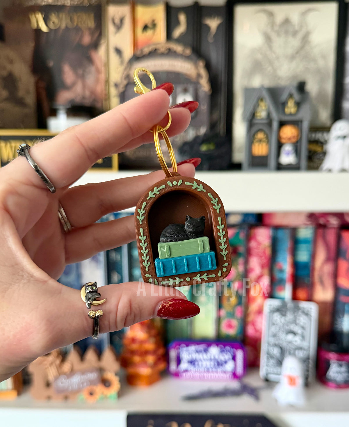 Cozy Academia Book Nook 3D Printed Fidget Clicker Keychain Collection