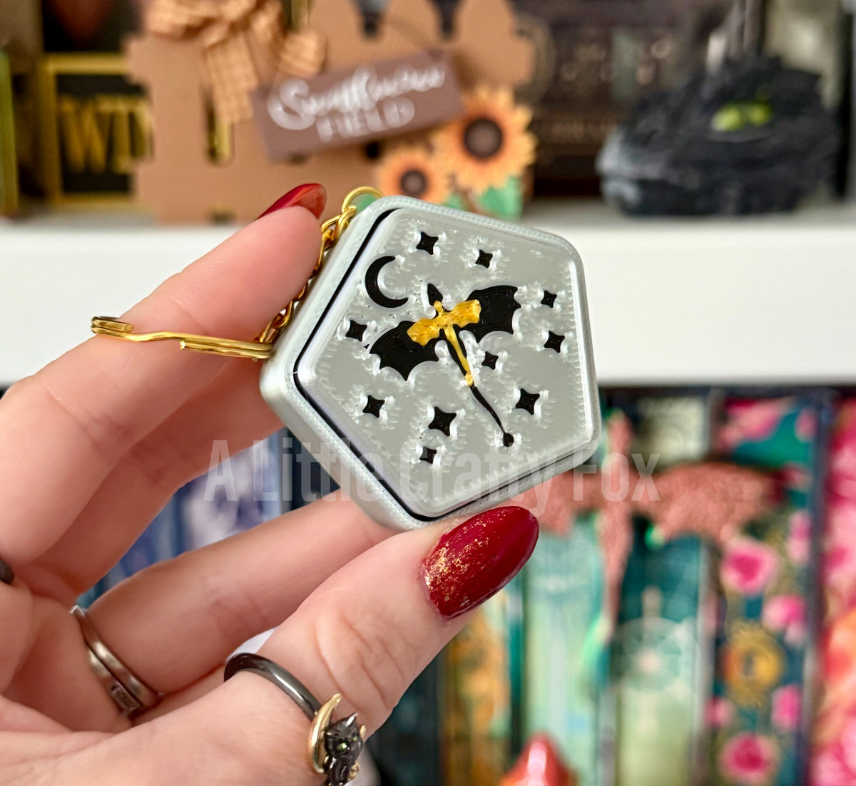 Black & Gold Starry Dragon Fidget Clicker Keychain