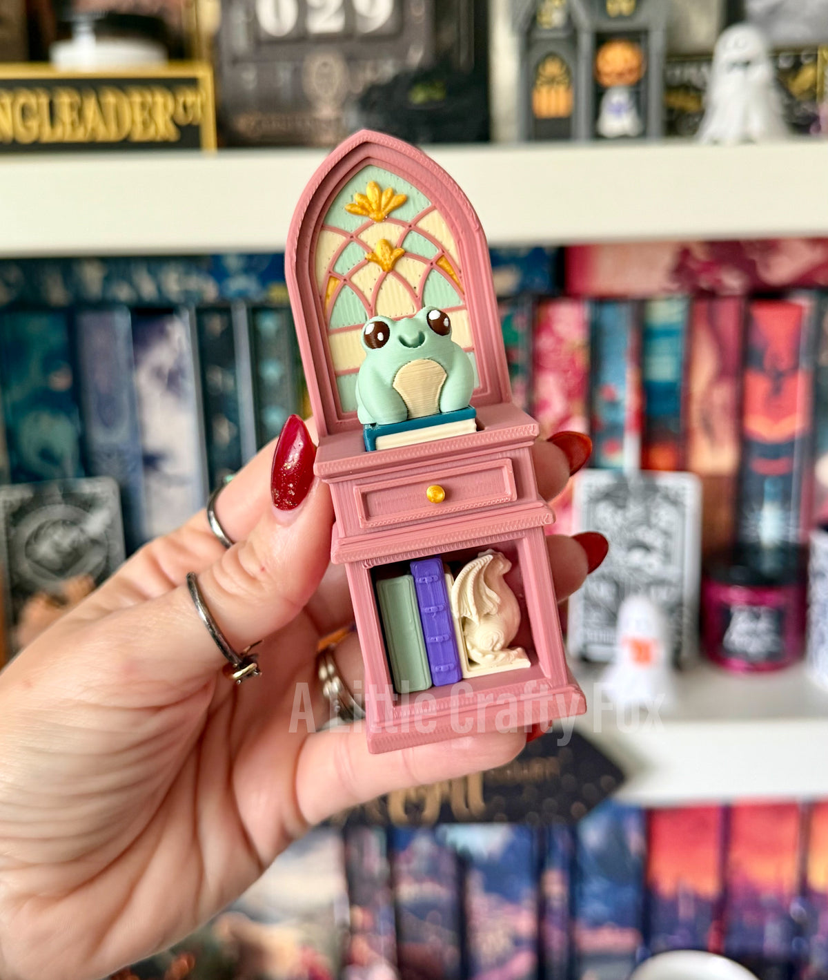 Ethereal Romance Study Stained Glass Book Nook 3D Printed Fidget Clicker