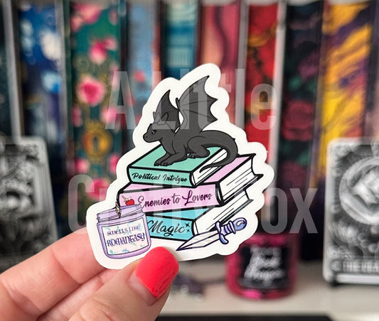 Romantasy Lovers Book Stack Matte Sticker