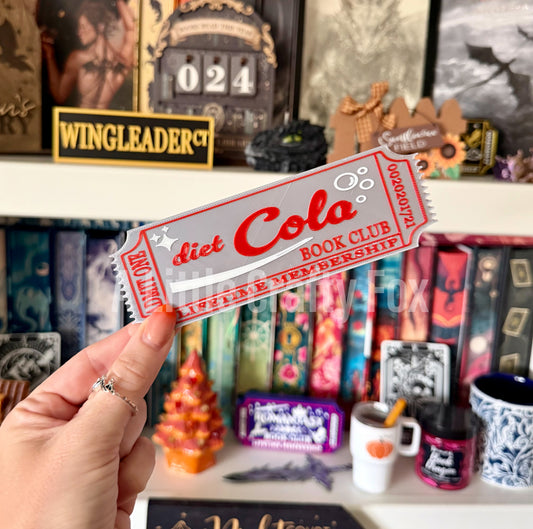 Diet Cola Book Club Admission Ticket 3D Printed Bookmark