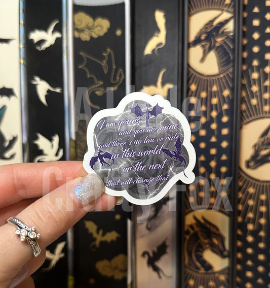 I Am Yours Shadows and Lightning Fourth Wing Inspired Officially Licensed Matte Sticker