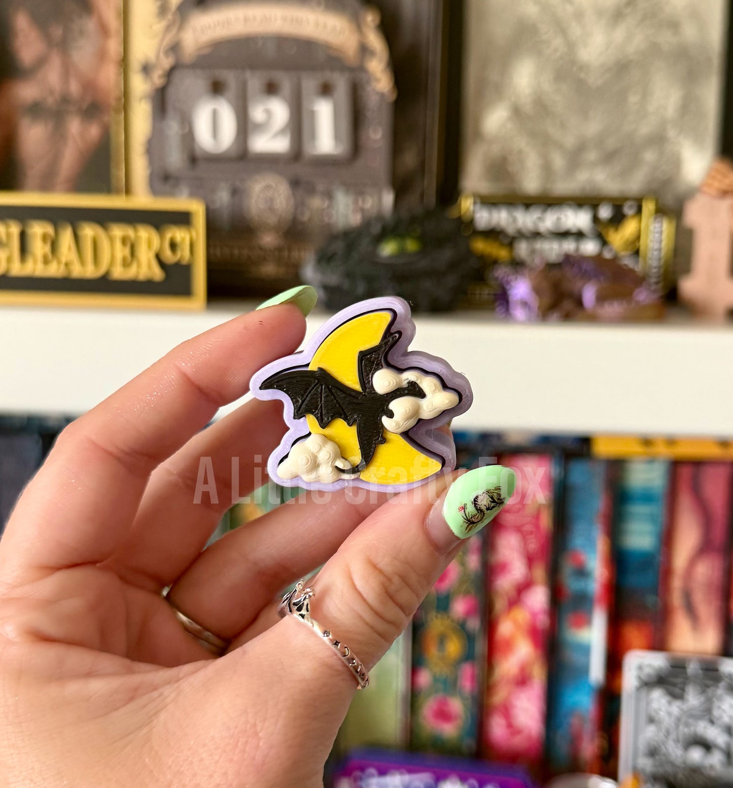 Midnight Flying Dragon Fidget Clicker and Keychain