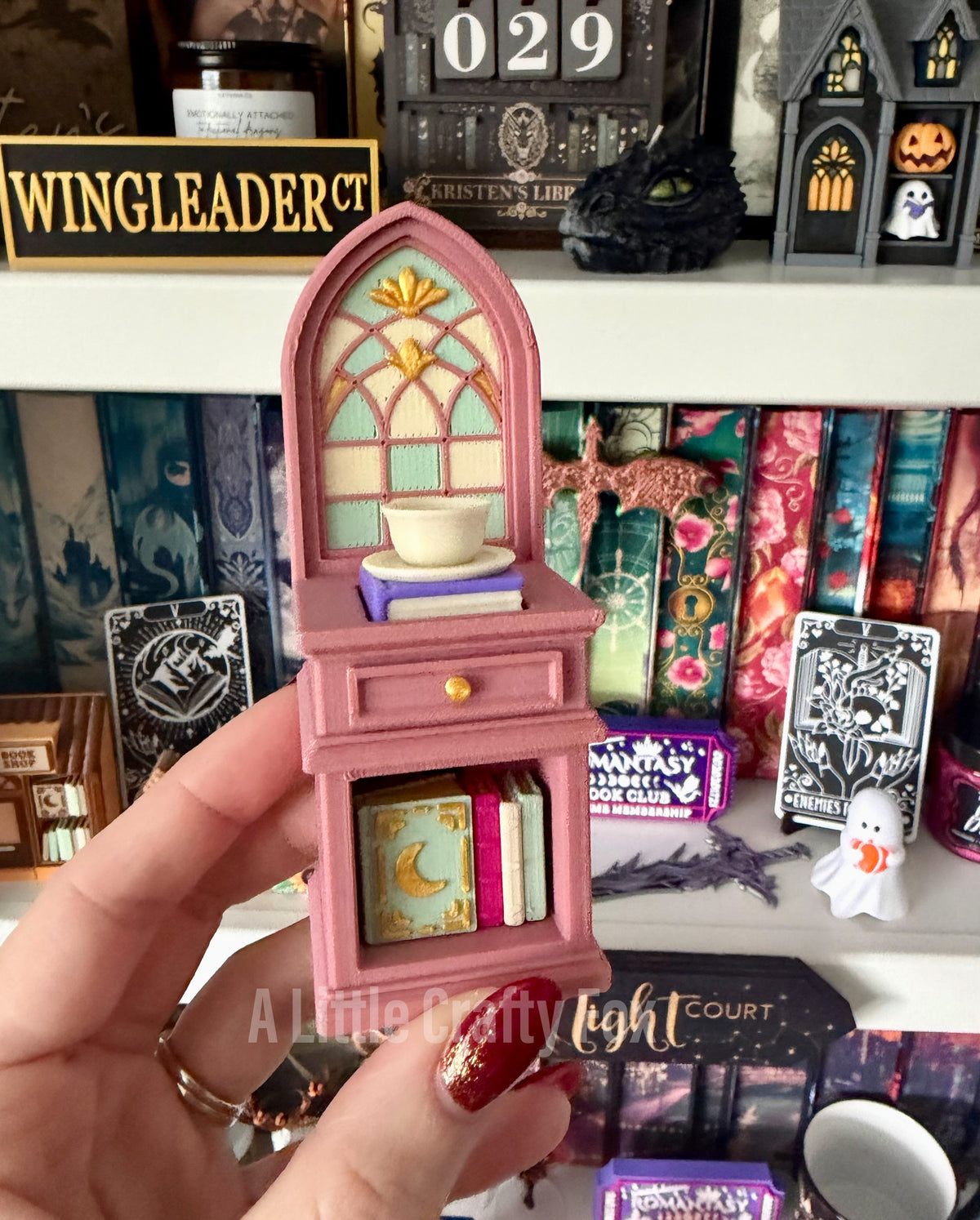 Ethereal Romance Study Stained Glass Book Nook 3D Printed Fidget Clicker