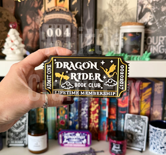 Dragon Rider Book Club Admission Ticket Shelf Decor