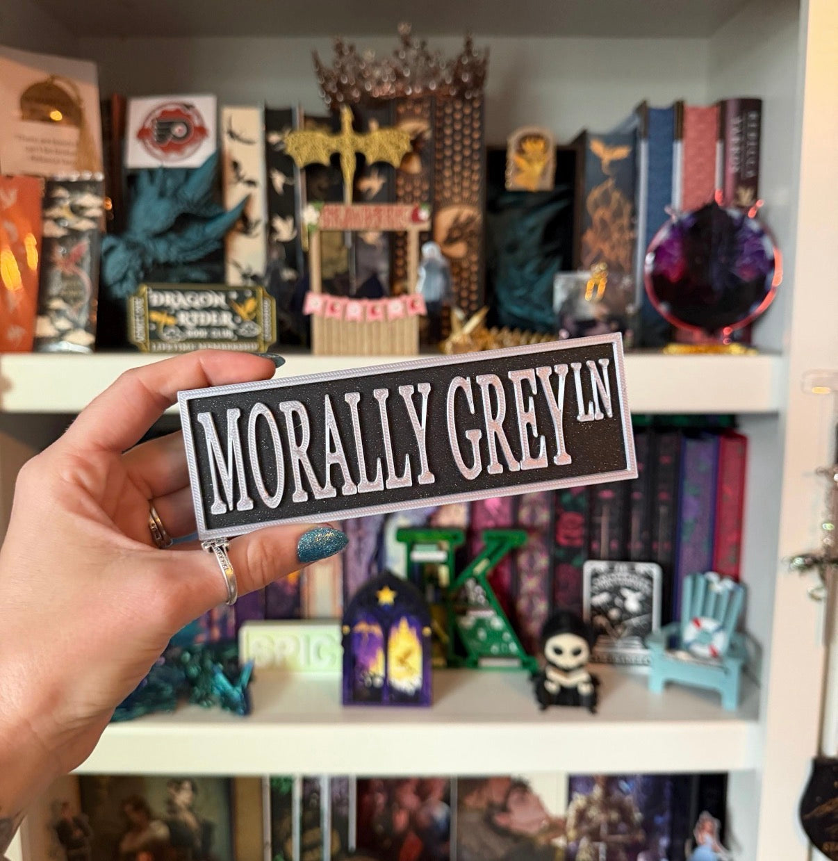 Morally Grey Lane 3D Printed Bookish Street Sign