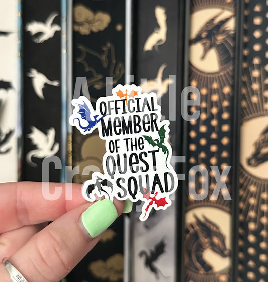 Member of the Quest Squad Fourth Wing Inspired Officially Licensed Matte Sticker
