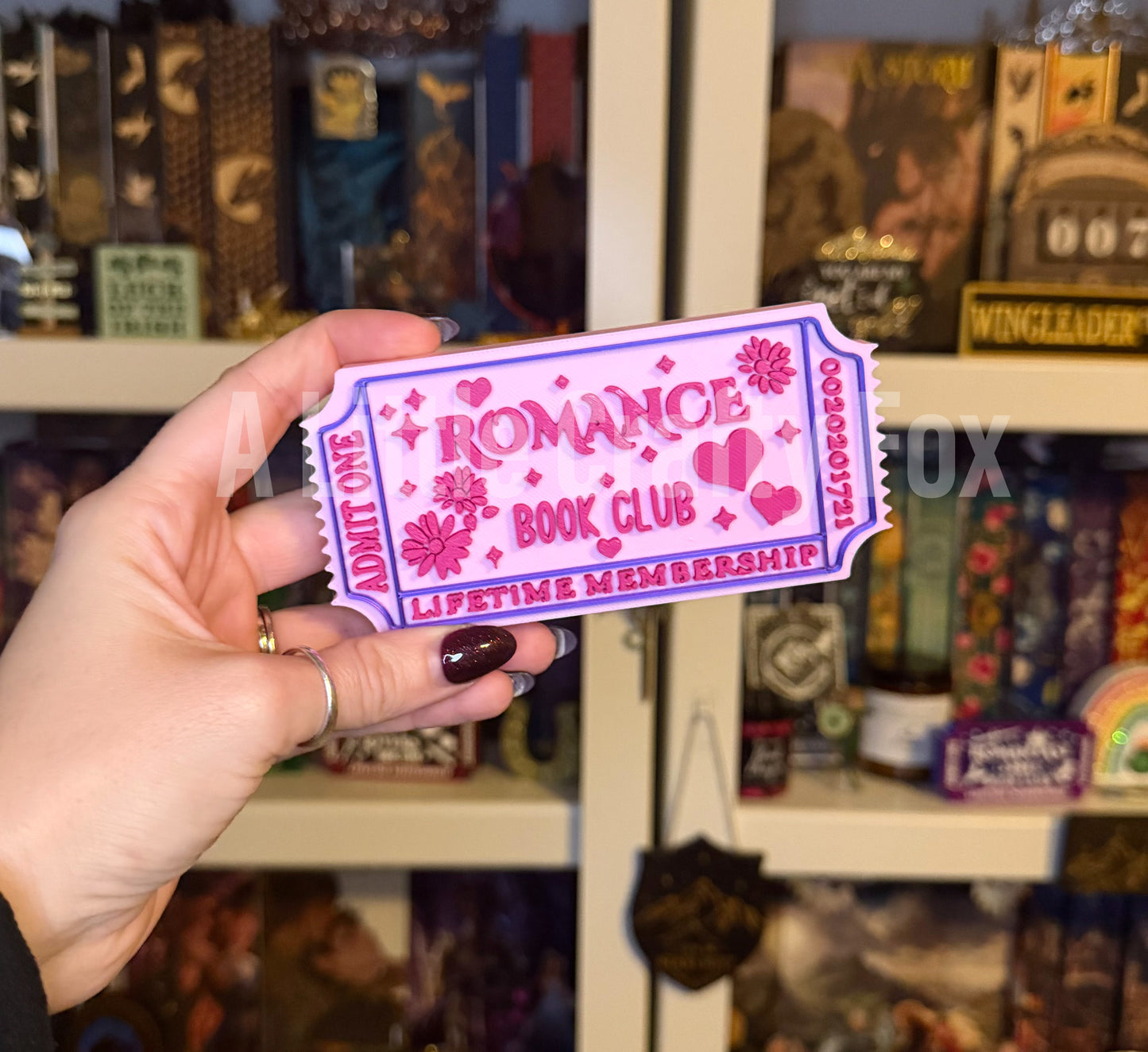 Romance Book Club Admission Ticket Shelf Decor