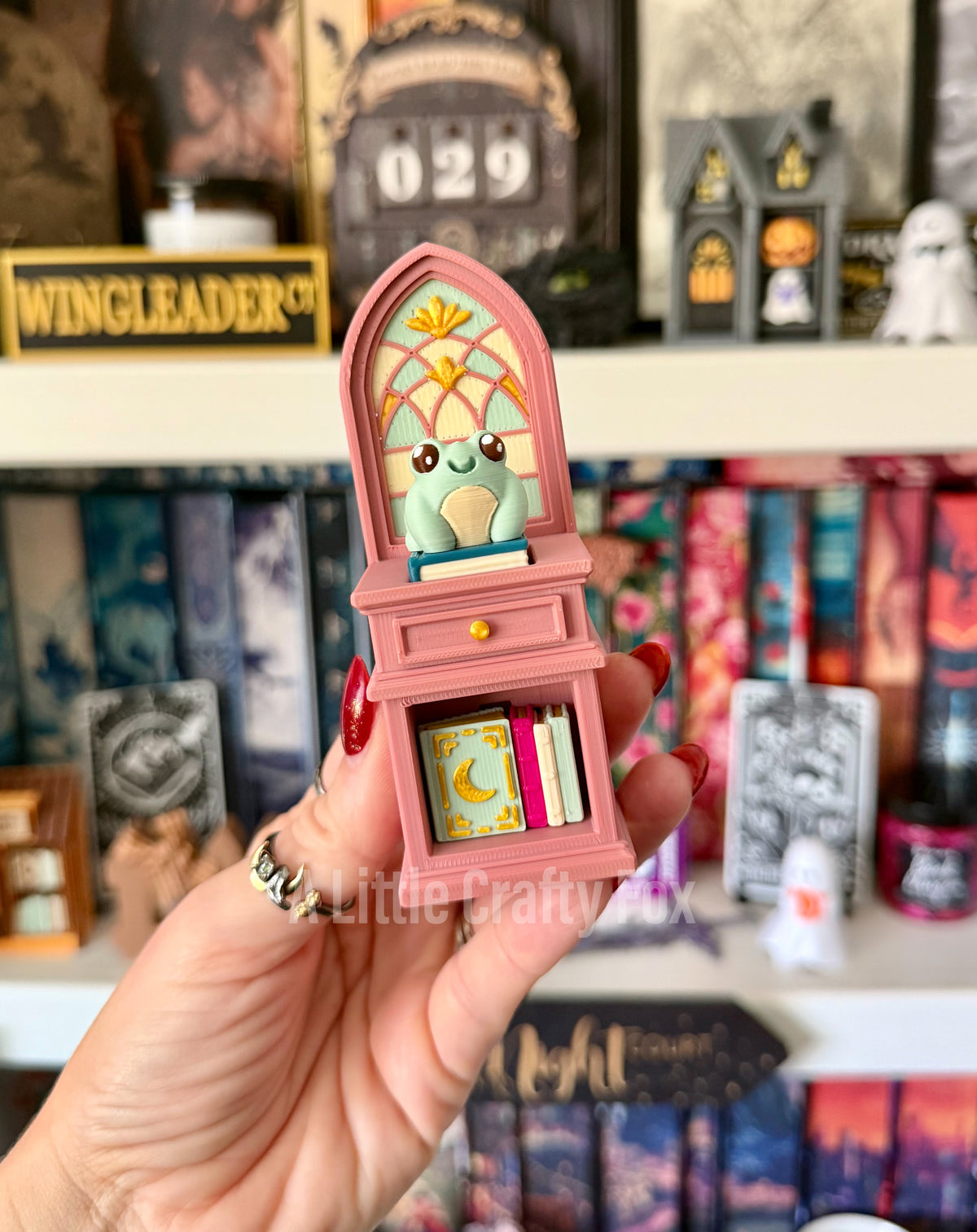 Ethereal Romance Study Stained Glass Book Nook 3D Printed Fidget Clicker