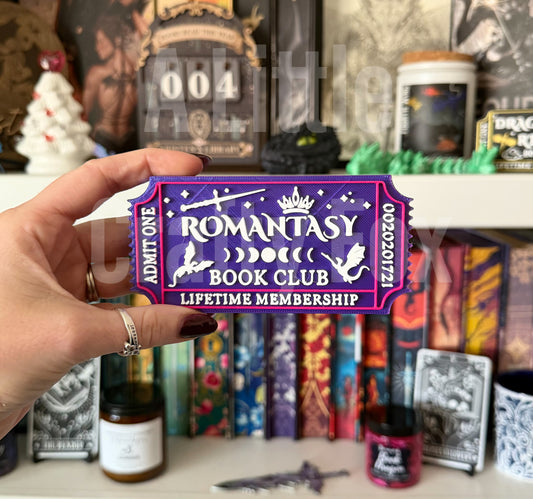 Romantasy Book Club Admission Ticket Shelf Decor