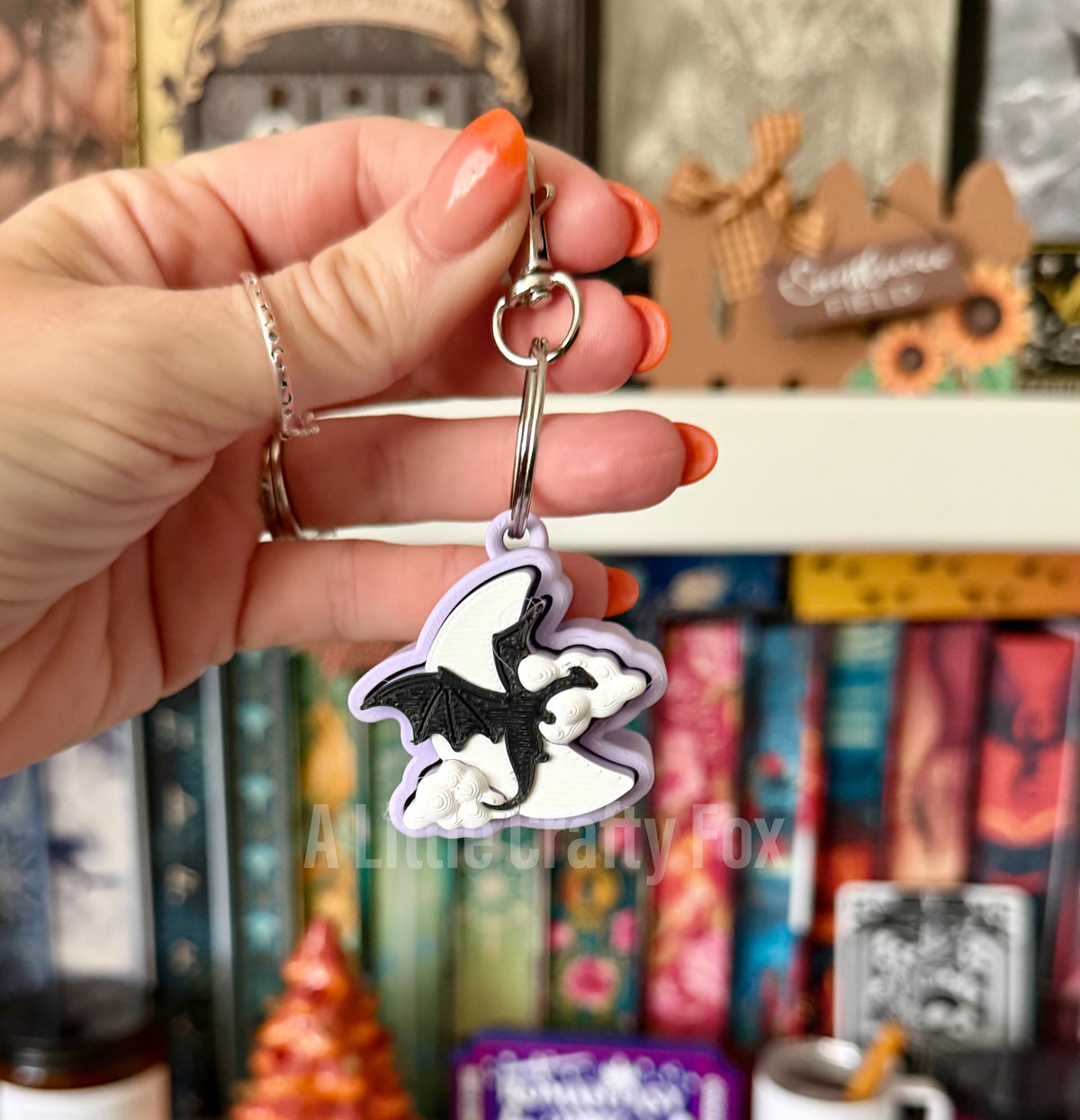 Midnight Flying Dragon Fidget Clicker and Keychain