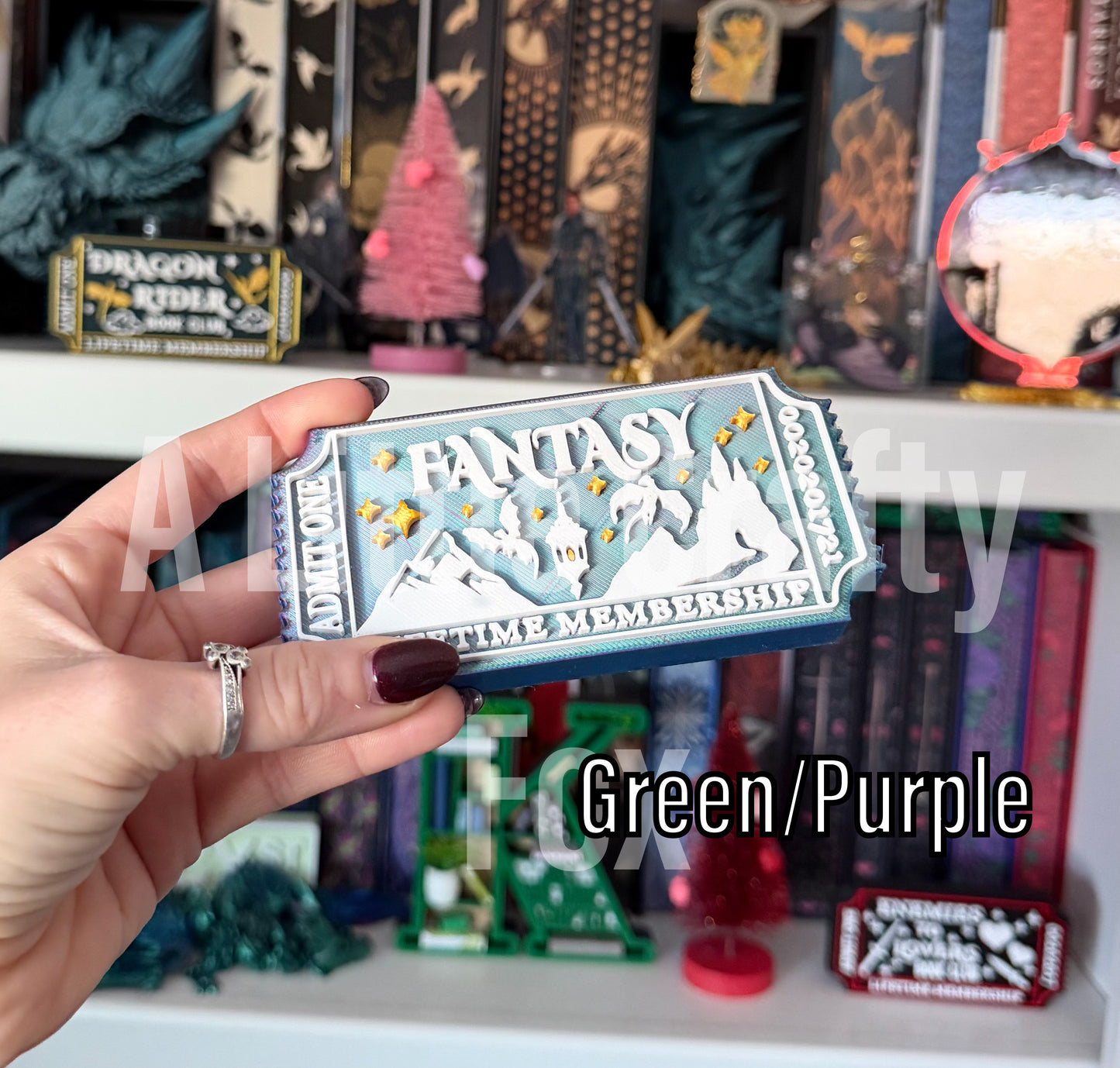 Fantasy Book Club Admission Ticket Shelf Decor