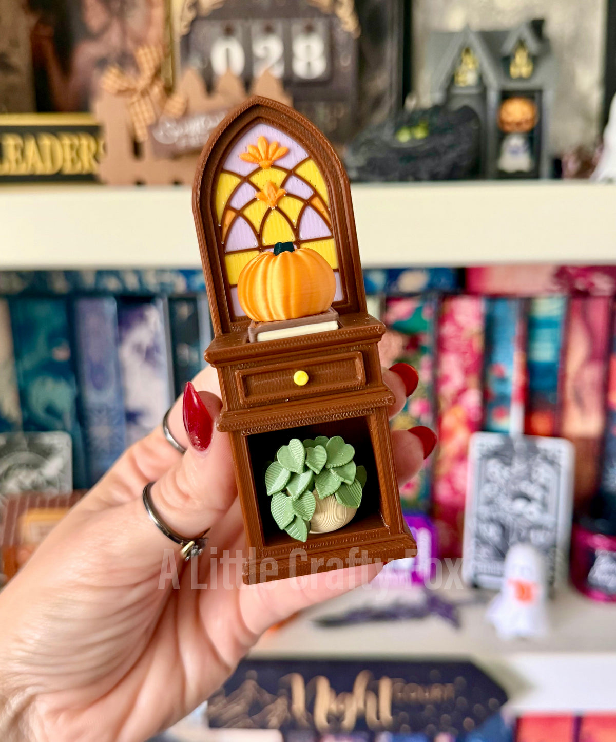 Cozy Academia Study Stained Glass Book Nook 3D Printed Fidget Clicker