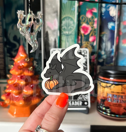 Autumn's Treasure Cute Fall Pumpkin Dragon Matte Sticker