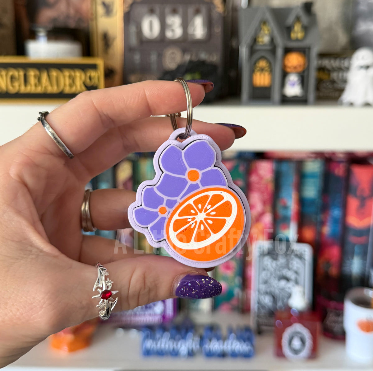 Violets & Oranges Dragon Rider Romantasy Fidget Clicker Keychain