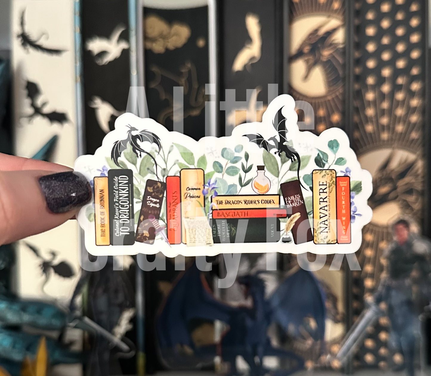 Dragon Rider Bookshelf Fourth Wing Inspired Officially Licensed Matte Sticker