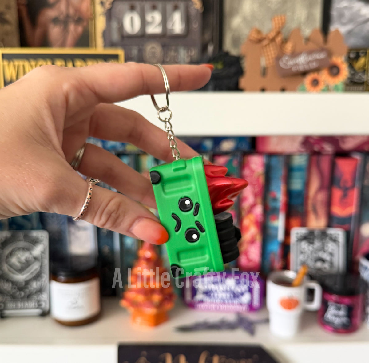 Everything is Fine Dumpster Fire Fidget Clicker Keychain
