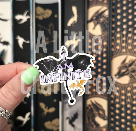 I Am Infinite Black & Gold Dragons Fourth Wing Inspired Officially Licensed Matte Sticker